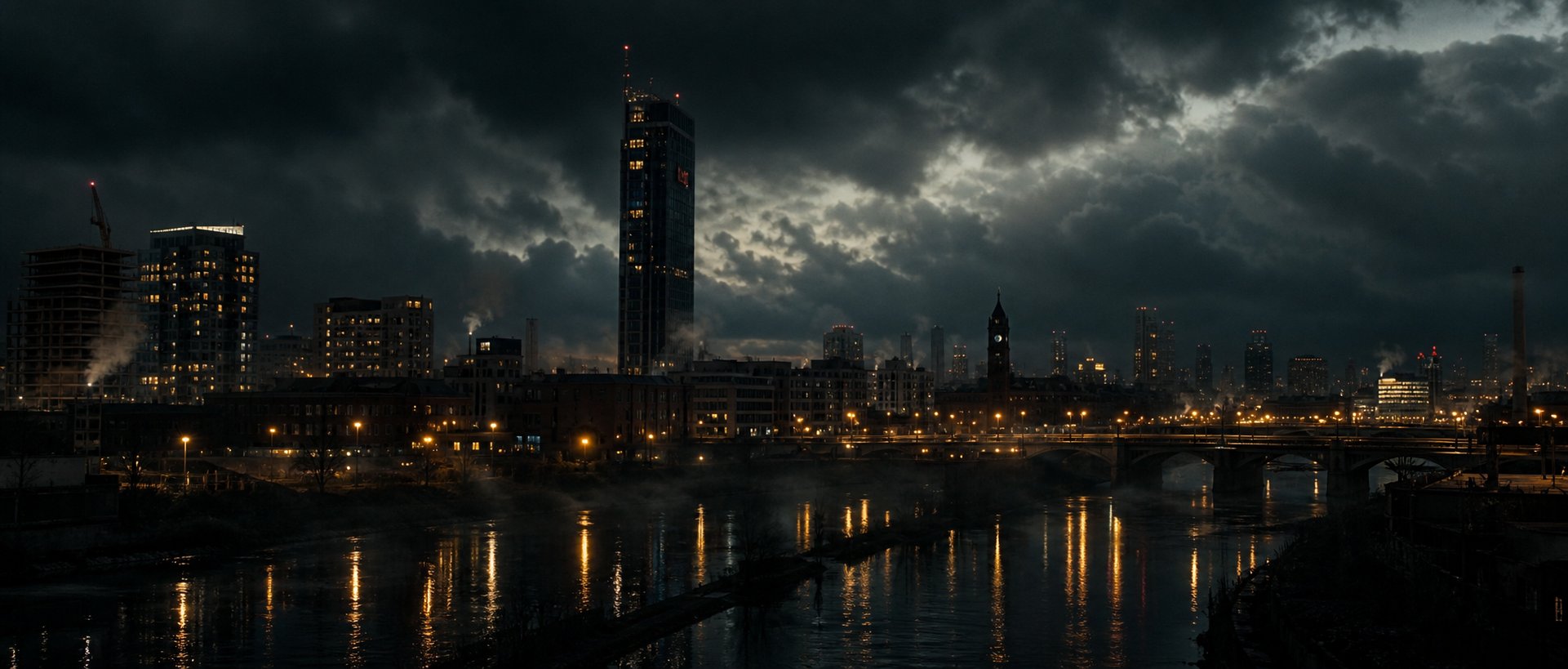 Manchester skyline at night